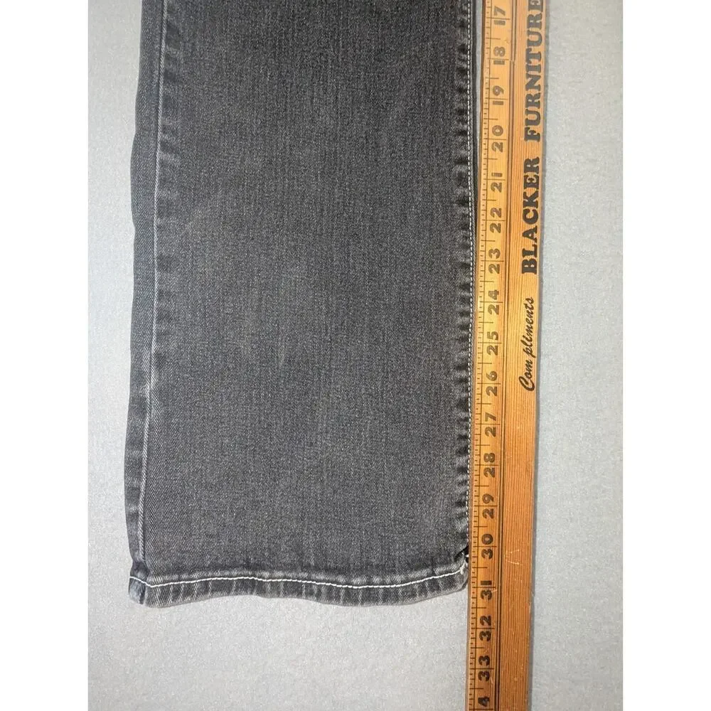 True Religion Mens Billy Relaxed Bootcut Jeans Black White Contrast Stitch Sz 32